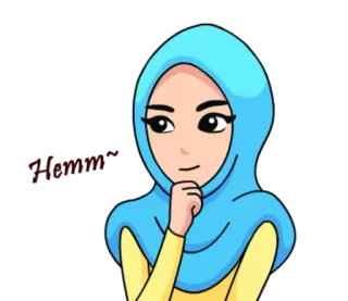 🤔 donna, hijab, musulmana, ragazza, cartone animato whatsapp sticker
