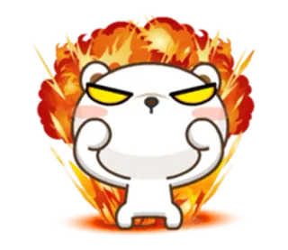😡 oso, dibujo animado, lindo, enojado, fuego, expresión, fuerza telegram sticker