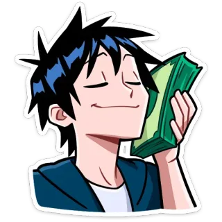 💰 dinero, riqueza, anime, éxito, rico, dibujos animados telegram sticker