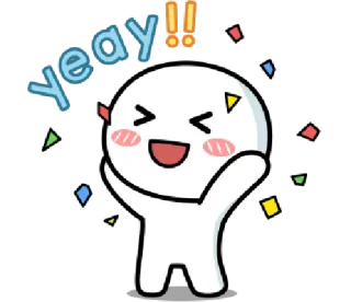 🥳 yeay!! fête, joie, heureux, confettis, dessin animé, excitation telegram sticker