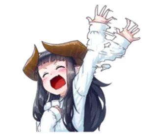 👋 Anime, Demone, Ragazza, Corna, Carino, Felice telegram sticker