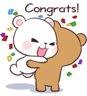 🤗 Congrats! 축하, 포옹, 축하, 귀여운, 곰 telegram sticker