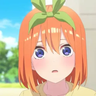 😶 Yotsuba Nakano The Quintessential Quintuplets Anime, Mangá, Personagem, Cabelo laranja, Laço verde, Yotsuba Nakano, The Quintessential Quintuplets telegram sticker