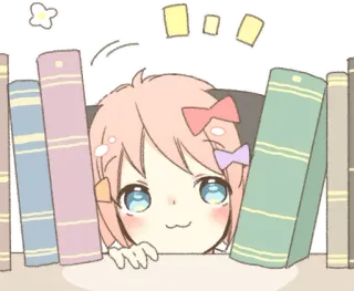 👁️ Anime, Livres, Mignon, Fille, Kawaii telegram sticker