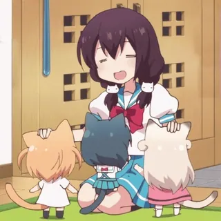 🤗 Anime, Słodkie, Koty, Dziewczyna, Kreskówka, Kawaii telegram sticker