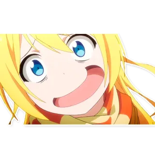 😧 Anime, Cartone animato, Ragazza, Bionda, Espressione facciale, Adesivo telegram sticker