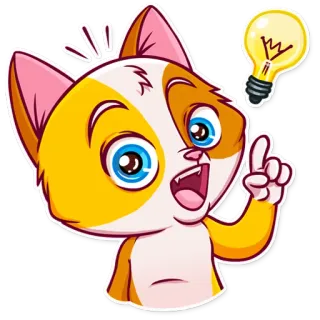 💡 gatto, idea, lampadina, pensare, cartone animato, emoji, carino telegram sticker
