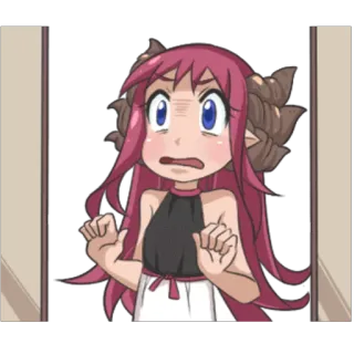 😥 anime, demon, cute, cartoon, sticker, girl telegram sticker