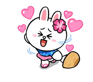 😆 Brown lapin, amour, coeurs, mignon, kawaii, animation, joyeux, autocollant telegram sticker