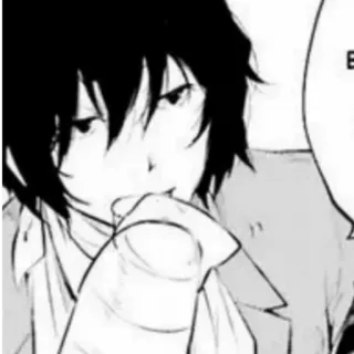 📄 E Anime, Manga, Monochromatyczny, Portret telegram sticker