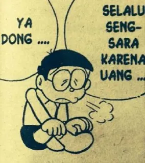 💸 Nobi Nobita Doraemon YA DONG .... anime, manga, sad, nobita, doraemon, cartoon whatsapp sticker
