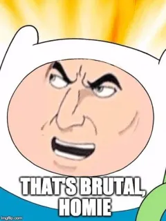 😤 Finn Adventure Time THAT'S BRUTAL, HOMIE Finn, Adventure Time, brutaal, maat, cartoon telegram sticker
