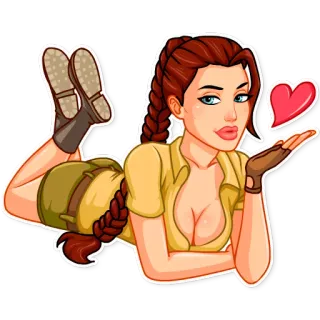 😘 Frau, Mädchen, liegend, Herz, Cartoon telegram sticker
