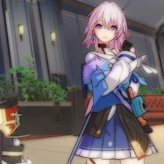 💌 March 7th Honkai: Star Rail Anime, Jogo, Cabelo roxo, Ficção científica, Personagem whatsapp sticker