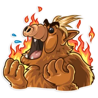 😡 Alf desenho animado, alienígena, fogo, raiva telegram sticker