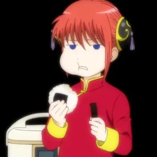 😐 Kagura Gintama Anime, Kreskówka, Postać, Jedzenie, Słodkie, Jedzenie whatsapp sticker