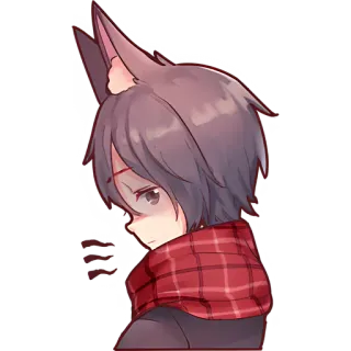 😔 アニメ, 狼, マフラー, 漫画, キャラクター whatsapp sticker