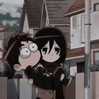 🀄 Mikasa Ackerman Attack on Titan Anime, Manga, L'Attaque des Titans, Mikasa, Mignon, Dessin animé telegram sticker