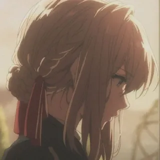 🦋 Violet Evergarden Anime, Mädchen, nachdenklich, ernst, Porträt telegram sticker