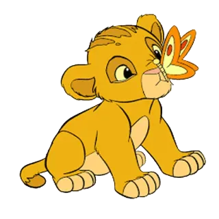 🦁 Simba The Lion King Simba, leone, cucciolo, farfalla, cartone animato, Disney, Il Re Leone whatsapp sticker