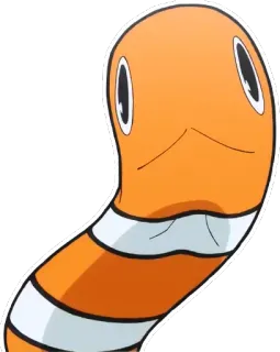 🐛 worm, orange, white, striped, cartoon, character whatsapp sticker