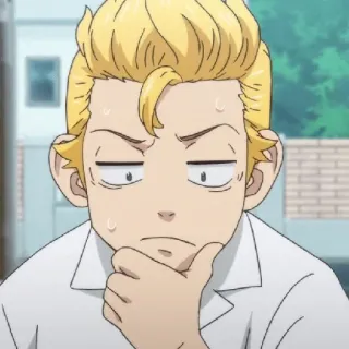 🤔 Hanemiya Kazutora Tokyo Revengers Anime, Manga, Pelo rubio, Pensando, Preocupado, Kazutora, Tokyo Revengers, Ilustración telegram sticker