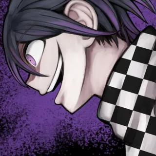 🙂 Kokichi Oma Danganronpa Аниме, Danganronpa, Кокичи Ома, Злодей, Персонаж, Фиолетовый, В клетку telegram sticker