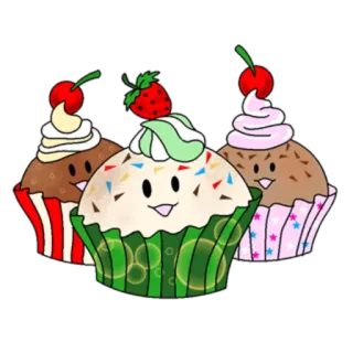 🎂 Cupcakes, Sobremesa, Doce, Guloseima, Comida, Fofo telegram sticker
