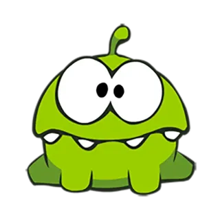 😐 Om Nom Cut the Rope Om Nom, Cut the Rope, groen monster, spel, cartoon, schattig telegram sticker