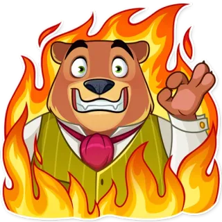 😅 หมี, ไฟ, โอเค, การ์ตูน, สัตว์, การอนุมัติ, ความสำเร็จ telegram sticker