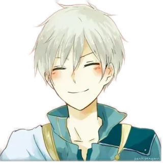 ✔ аниме, улыбающийся, милый, мультфильм, мальчик telegram sticker