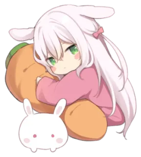 🐰 Anime, Chibi, Mono, Kawaii, Dibujo animado, Conejo, Conejo whatsapp sticker