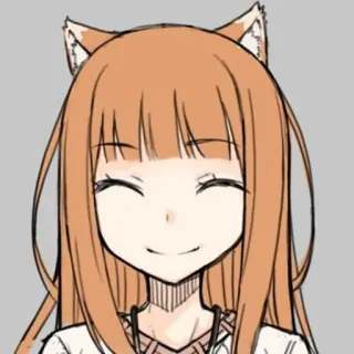 😊 Holo Spice and Wolf anime, wolf, ears, smile, kawaii, cartoon telegram sticker