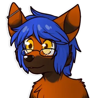 👁 Furry, Antropomórfico, Animal, Dibujo animado, Personaje, Zorro, Perro, Gafas telegram sticker