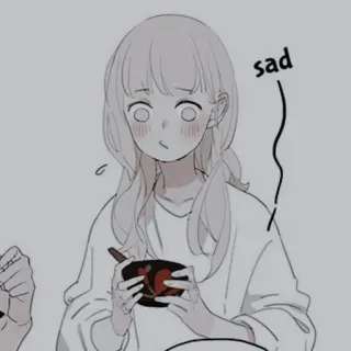 ✖️ sad anime, sad, girl, eating, emotional telegram sticker