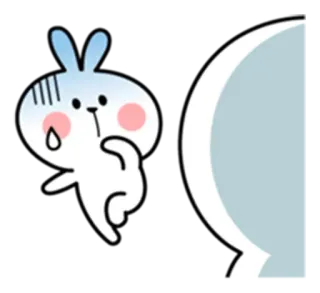 😥 kelinci, kartun, terkejut, kaget, cemas, gugup, imut telegram sticker