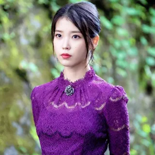 💜 IU IU, Coréen, Célébrité, Chanteuse, Actrice, Robe dentelle violette whatsapp sticker