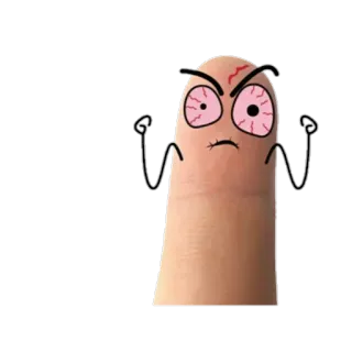👇 finger, cartoon, angry, eyes, red whatsapp sticker