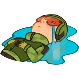 😥 울음, 슬픈, 군인, 군대, 제복, 만화 telegram sticker
