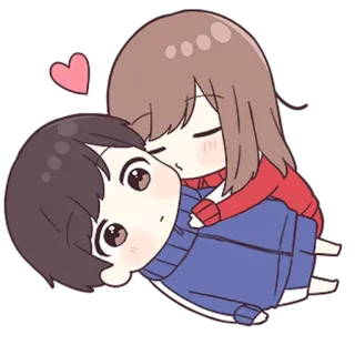 ❤️ 可愛い, 愛, カップル, 漫画, ハグ, 関係 telegram sticker