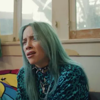 🕸 Billie Eilish Billie Eilish, cantante, celebrità, triste, pianto telegram sticker