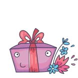 🎂 regalo, regalo, lazo, flores, dibujos animados, lindo, pegatina telegram sticker
