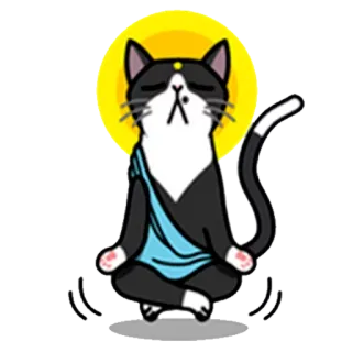 😏 кот, медитация, мир, дзен, мультяшный кот whatsapp sticker