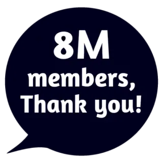 ❤ 8M members, Thank you! Mitglieder, Danke, Feier, Community, Erfolg whatsapp sticker