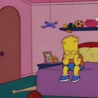 💔 Bart Simpson The Simpsons Bart Simpson, traurig, Schlafzimmer, Cartoon, Kind, Junge, Simpsons whatsapp sticker