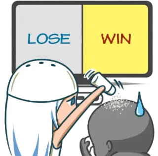 😓 LOSE WIN sel, salé, perdre, gagner, jeu, gaming, sticker whatsapp sticker