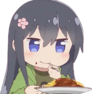 🥘 Anime, Gadis, Makanan, Makan, Kartun, Lucu telegram sticker