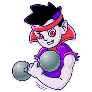 💪 vampire, cartoon, fitness, exercise, weightlifting telegram sticker