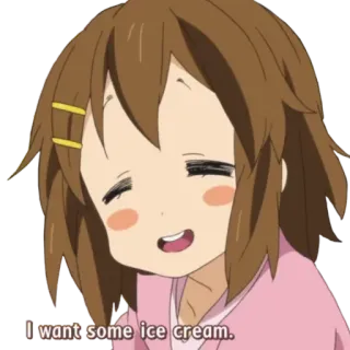😊 I want some ice cream. gelato, anime, K-On, cibo, carino, cartoni animati whatsapp sticker