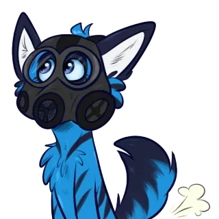 😷 防毒面具, 兽人, 拟人, 狼, 动物, 卡通, 蓝色 telegram sticker